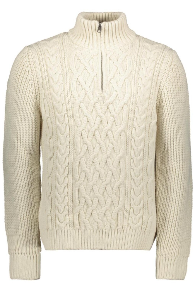 JACOB CABLE KNIT HALF ZIP M6110698A ECRU